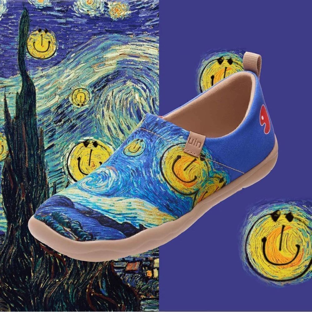 UIN Women's Slip Ons Lightweight Walking Casual Loafers Shoes (Smiley Night) - Picture 2 of 9